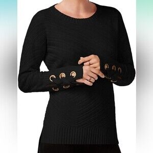 Bar III Black Grommet Detail Pullover Sweater Size Small